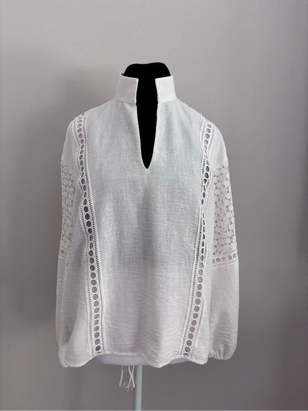 TUCKERNUCK Eyelet Jane Blouse White Crochet Resortwear Women’s Size L LIKE NEW - Picture 13 of 13